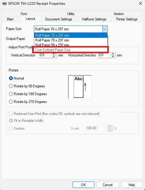 setting printer dot matrix